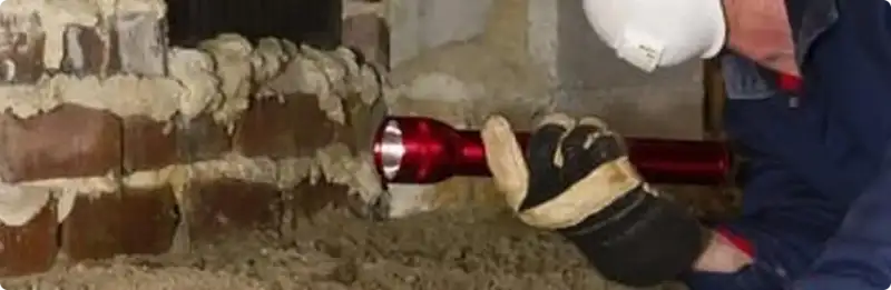 Pest control technician inspecting a crawl space for ant activity in Largo, FL